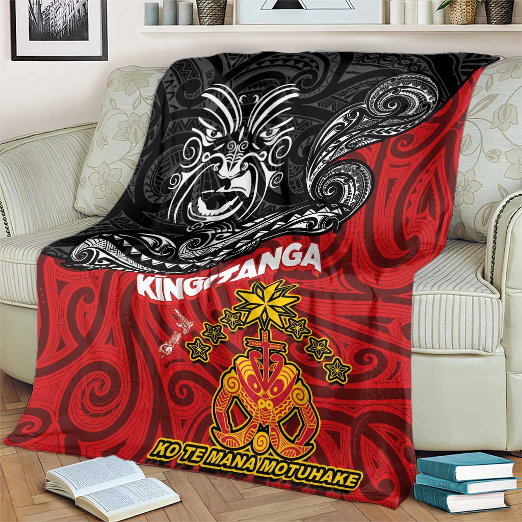 Maori King Movement Blanket Ko Te Mana Motuhake Emblem with Moko and Polynesian Art Tattoo LT03 - Polynesian Pride