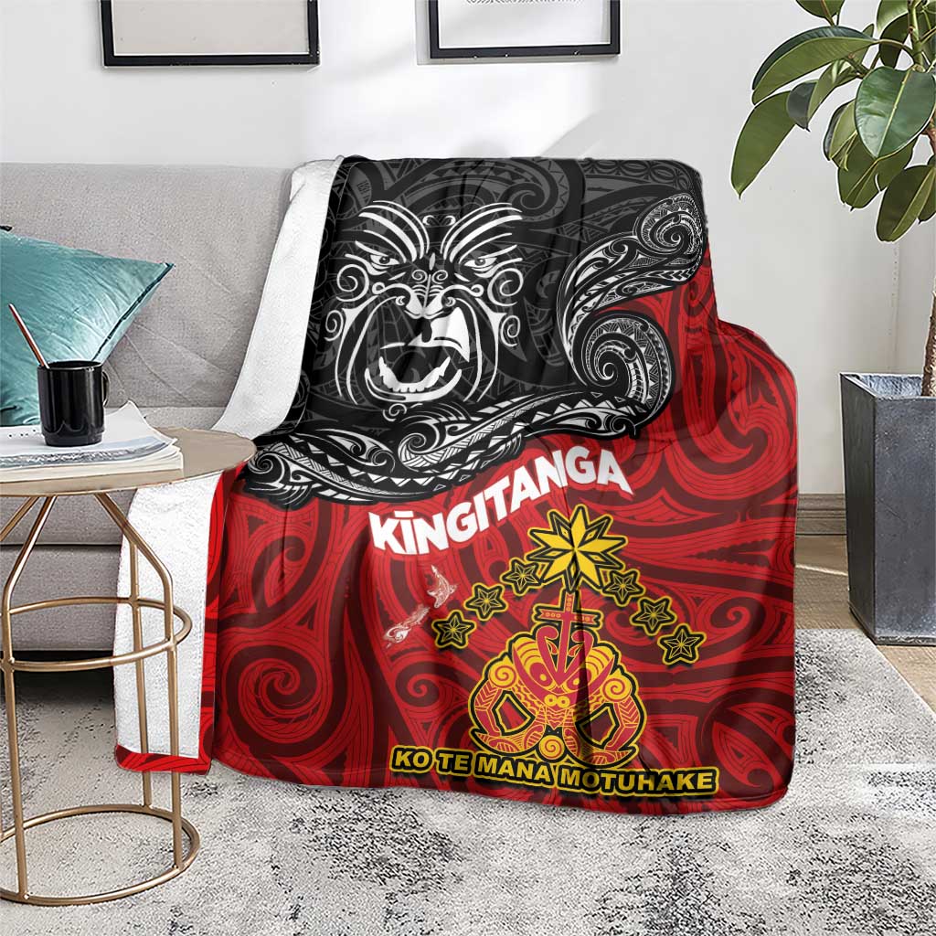 Maori King Movement Blanket Ko Te Mana Motuhake Emblem with Moko and Polynesian Art Tattoo LT03 - Polynesian Pride