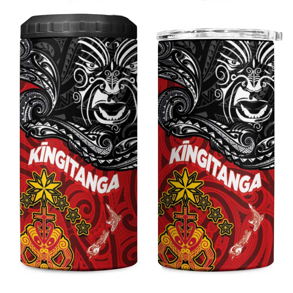 Maori King Movement 4 in 1 Can Cooler Tumbler Ko Te Mana Motuhake Emblem with Moko and Polynesian Art Tattoo LT03 One Size: 16 oz Red - Polynesian Pride