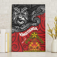Maori King Movement Canvas Wall Art Ko Te Mana Motuhake Emblem with Moko and Polynesian Art Tattoo LT03 Without Frame Red - Polynesian Pride