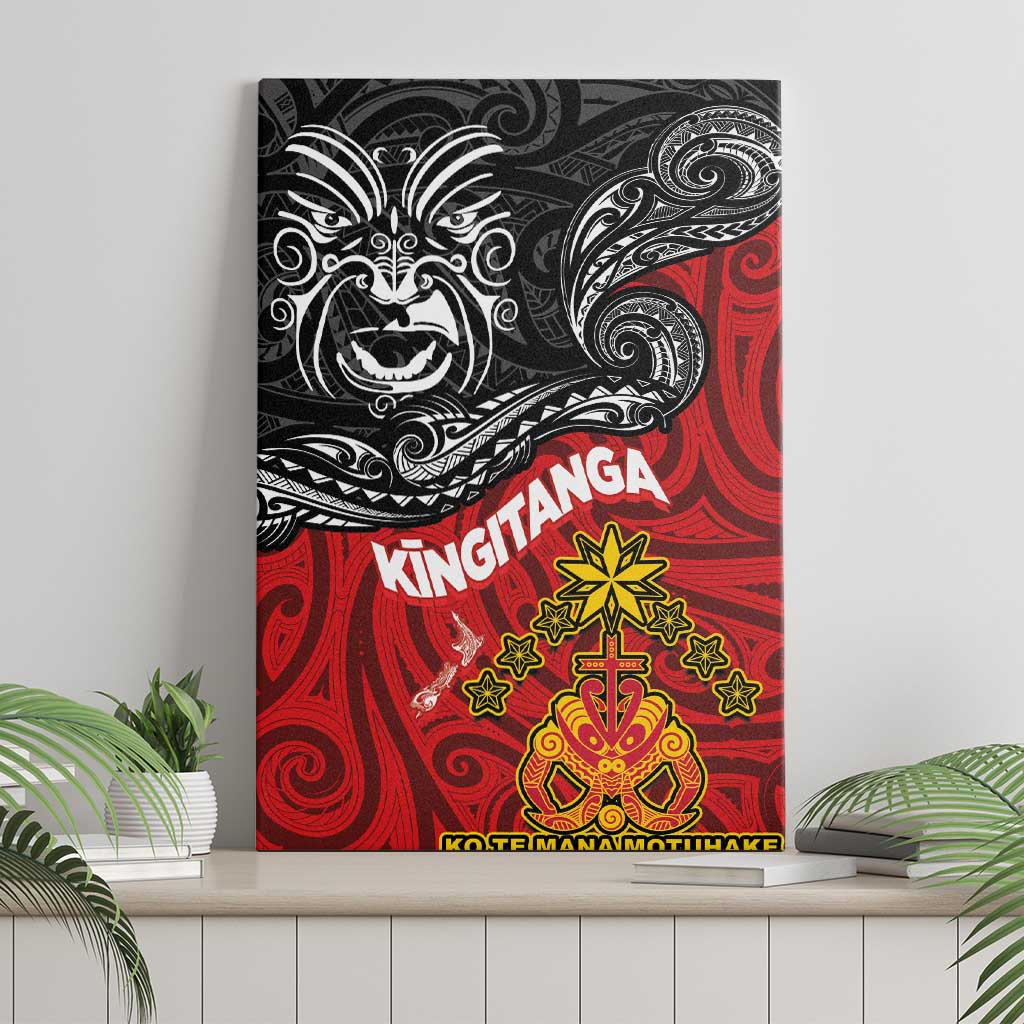 Maori King Movement Canvas Wall Art Ko Te Mana Motuhake Emblem with Moko and Polynesian Art Tattoo LT03 - Polynesian Pride