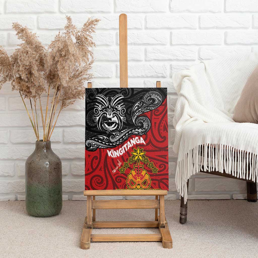 Maori King Movement Canvas Wall Art Ko Te Mana Motuhake Emblem with Moko and Polynesian Art Tattoo LT03 - Polynesian Pride