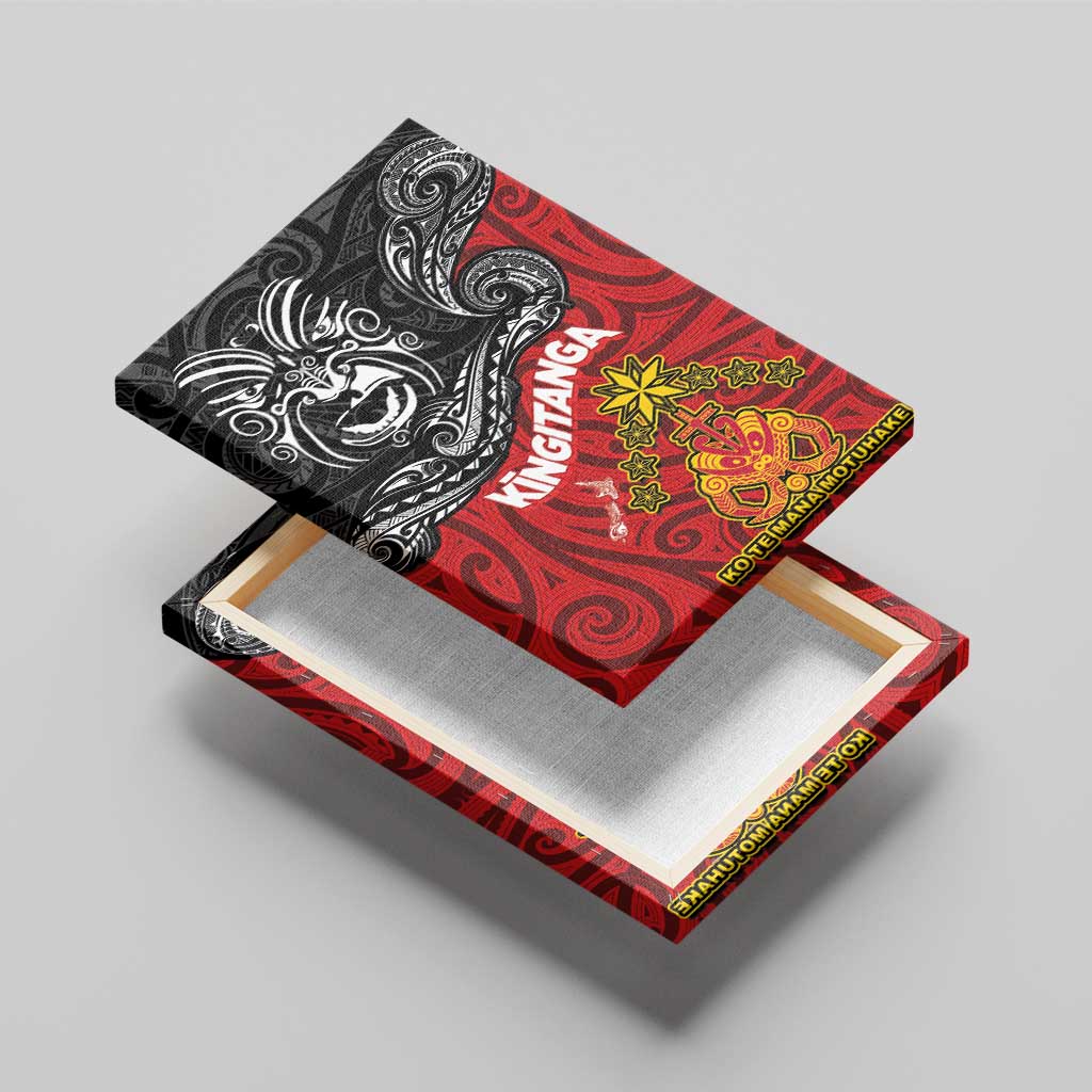 Maori King Movement Canvas Wall Art Ko Te Mana Motuhake Emblem with Moko and Polynesian Art Tattoo LT03 - Polynesian Pride