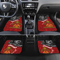 Maori King Movement Car Mats Ko Te Mana Motuhake Emblem with Moko and Polynesian Art Tattoo LT03 Set 4pcs Red - Polynesian Pride