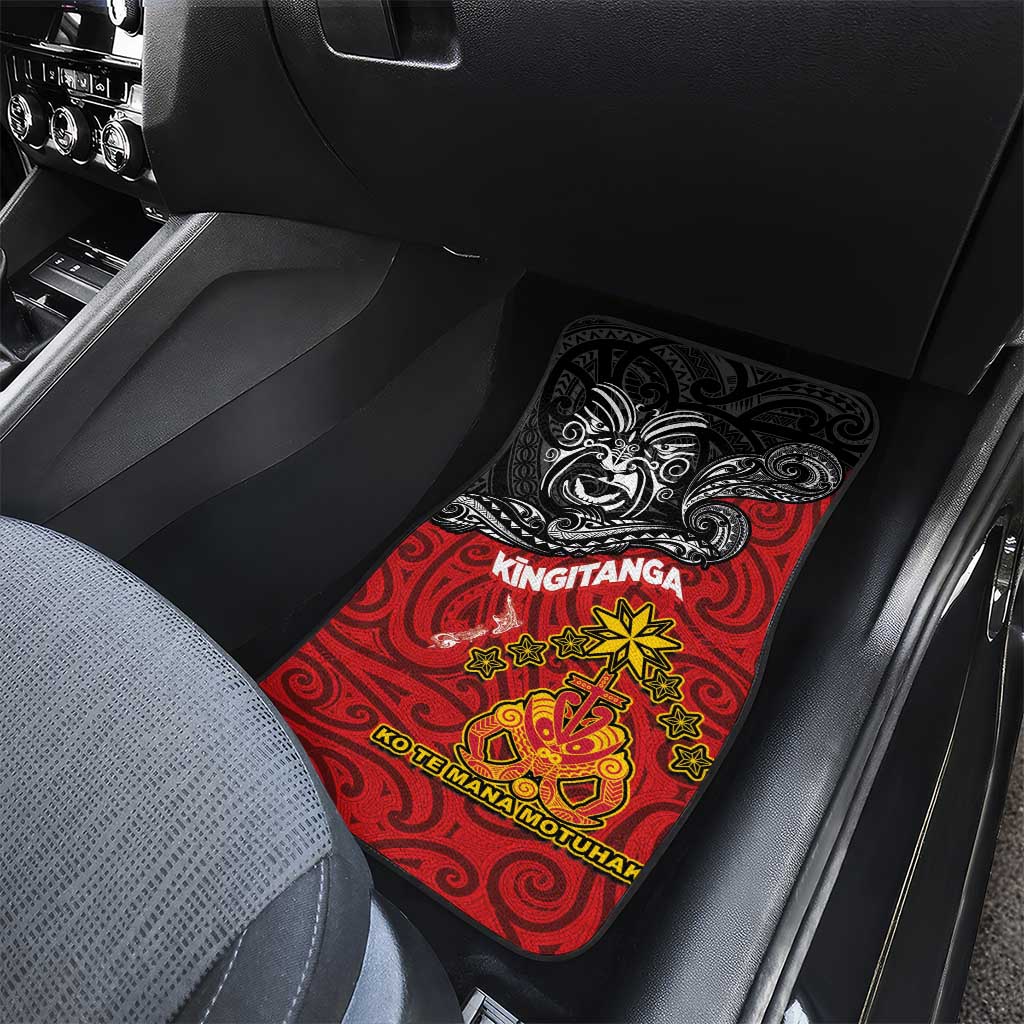 Maori King Movement Car Mats Ko Te Mana Motuhake Emblem with Moko and Polynesian Art Tattoo LT03 - Polynesian Pride