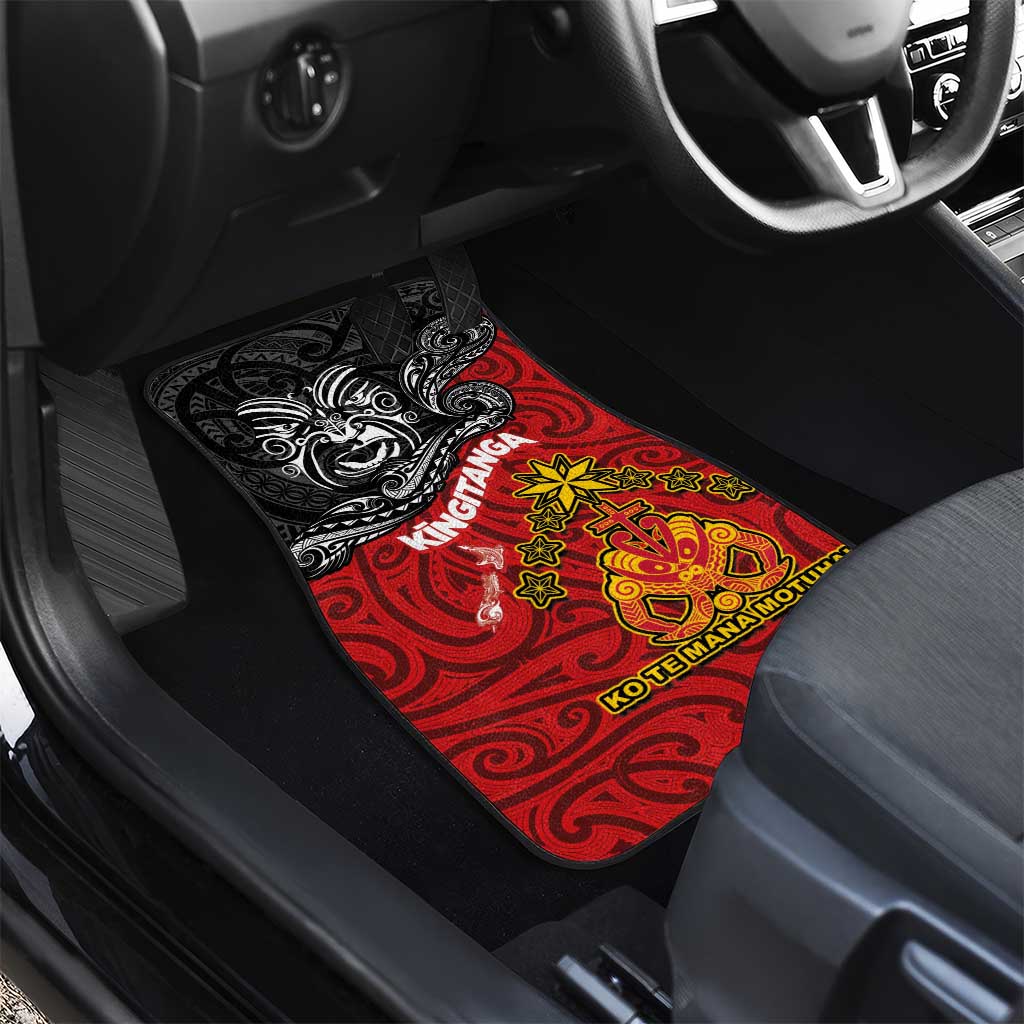 Maori King Movement Car Mats Ko Te Mana Motuhake Emblem with Moko and Polynesian Art Tattoo LT03 - Polynesian Pride