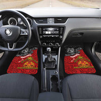 Maori King Movement Car Mats Ko Te Mana Motuhake Emblem with Moko and Polynesian Art Tattoo LT03 Set 2pcs - Front Red - Polynesian Pride