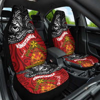 Maori King Movement Car Seat Cover Ko Te Mana Motuhake Emblem with Moko and Polynesian Art Tattoo LT03 One Size Red - Polynesian Pride