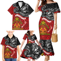 Maori King Movement Family Matching Mermaid Dress and Hawaiian Shirt Ko Te Mana Motuhake Emblem with Moko and Polynesian Art Tattoo LT03 - Polynesian Pride