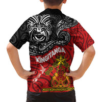 Maori King Movement Family Matching Puletasi and Hawaiian Shirt Ko Te Mana Motuhake Emblem with Moko and Polynesian Art Tattoo LT03 - Polynesian Pride