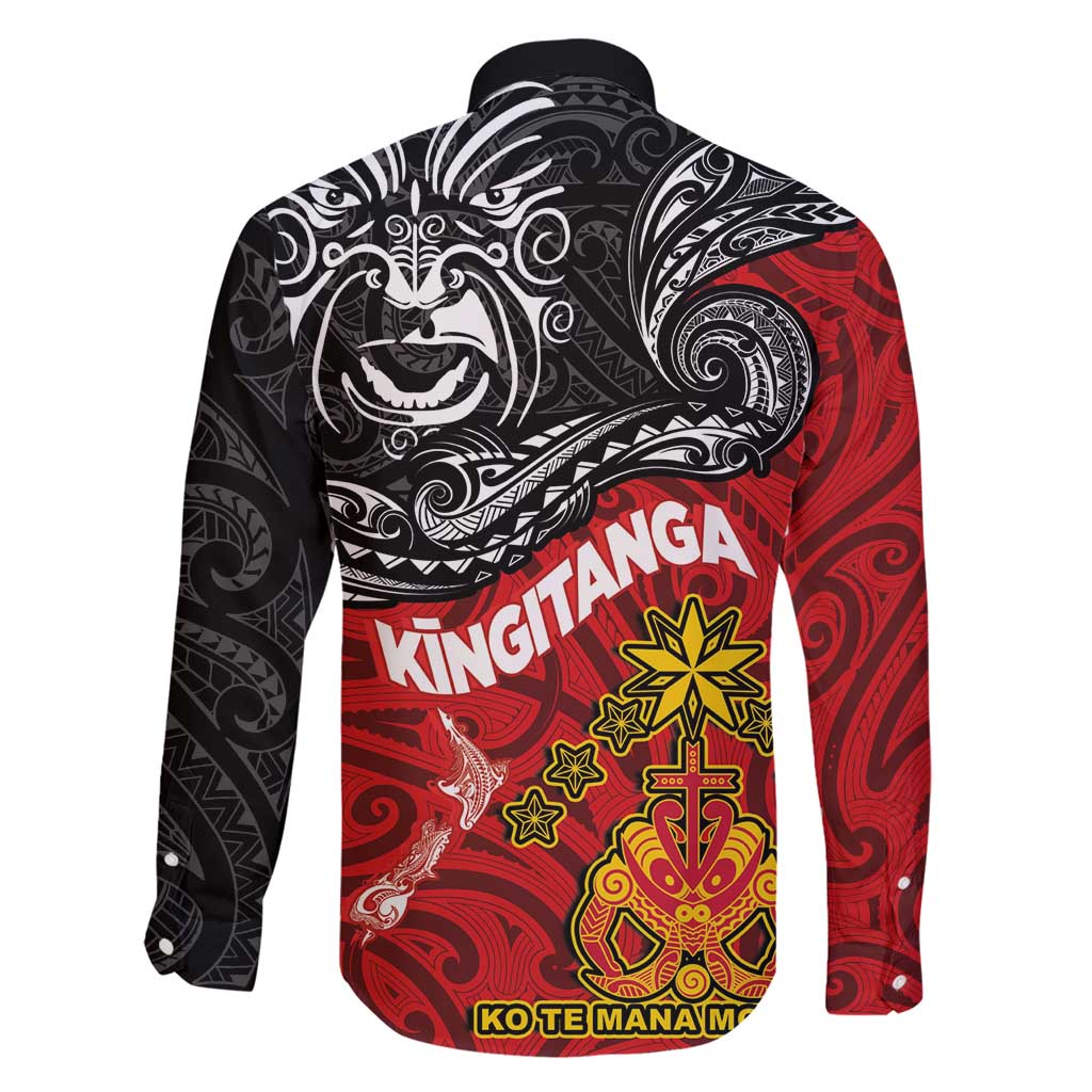 Maori King Movement Family Matching Short Sleeve Bodycon Dress and Hawaiian Shirt Ko Te Mana Motuhake Emblem with Moko and Polynesian Art Tattoo LT03 - Polynesian Pride