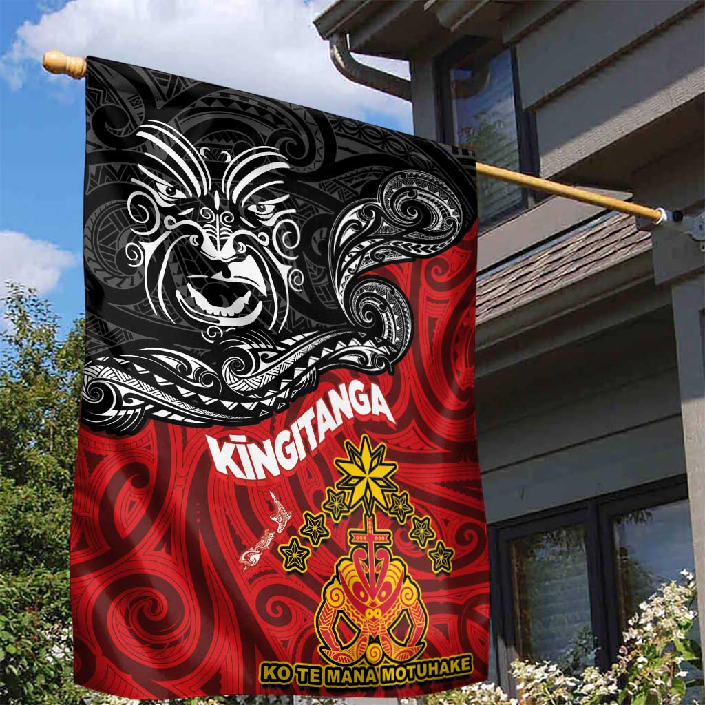 Maori King Movement Garden Flag Ko Te Mana Motuhake Emblem with Moko and Polynesian Art Tattoo LT03 - Polynesian Pride