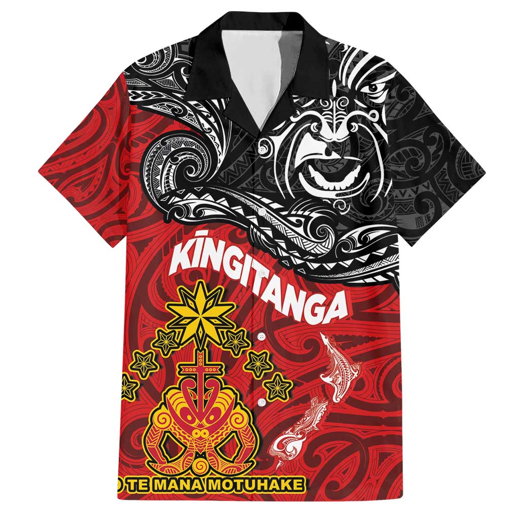 Maori King Movement Hawaiian Shirt Ko Te Mana Motuhake Emblem with Moko and Polynesian Art Tattoo LT03 Red - Polynesian Pride