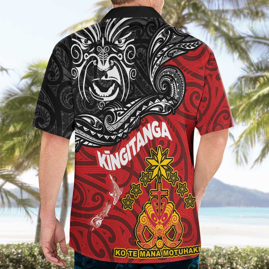 Maori King Movement Hawaiian Shirt Ko Te Mana Motuhake Emblem with Moko and Polynesian Art Tattoo LT03 - Polynesian Pride