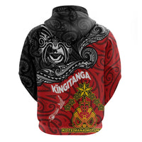 Maori King Movement Hoodie Ko Te Mana Motuhake Emblem with Moko and Polynesian Art Tattoo LT03 - Polynesian Pride