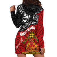 Maori King Movement Hoodie Dress Ko Te Mana Motuhake Emblem with Moko and Polynesian Art Tattoo LT03 - Polynesian Pride