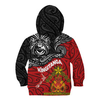 Maori King Movement Kid Hoodie Ko Te Mana Motuhake Emblem with Moko and Polynesian Art Tattoo LT03 - Polynesian Pride