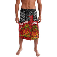 Maori King Movement Lavalava Ko Te Mana Motuhake Emblem with Moko and Polynesian Art Tattoo LT03 Red - Polynesian Pride