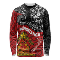 Maori King Movement Long Sleeve Shirt Ko Te Mana Motuhake Emblem with Moko and Polynesian Art Tattoo LT03 Unisex Red - Polynesian Pride