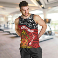 Maori King Movement Men Tank Top Ko Te Mana Motuhake Emblem with Moko and Polynesian Art Tattoo LT03 Red - Polynesian Pride