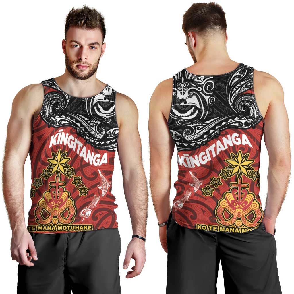 Maori King Movement Men Tank Top Ko Te Mana Motuhake Emblem with Moko and Polynesian Art Tattoo LT03 - Polynesian Pride