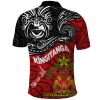 Maori King Movement Polo Shirt Ko Te Mana Motuhake Emblem with Moko and Polynesian Art Tattoo LT03 - Polynesian Pride