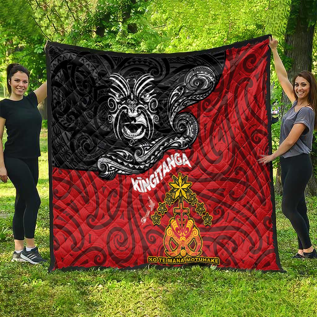 Maori King Movement Quilt Ko Te Mana Motuhake Emblem with Moko and Polynesian Art Tattoo LT03 - Polynesian Pride