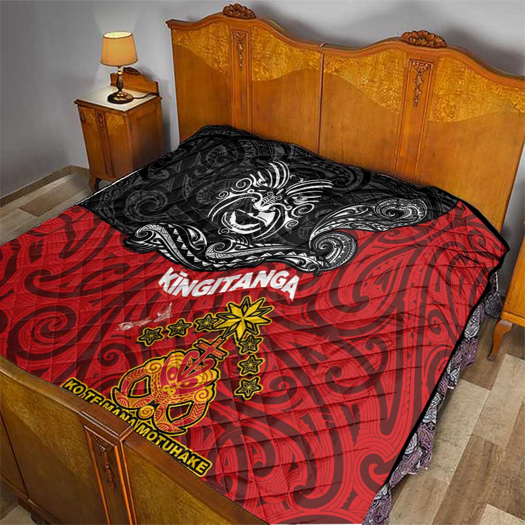Maori King Movement Quilt Ko Te Mana Motuhake Emblem with Moko and Polynesian Art Tattoo LT03 - Polynesian Pride
