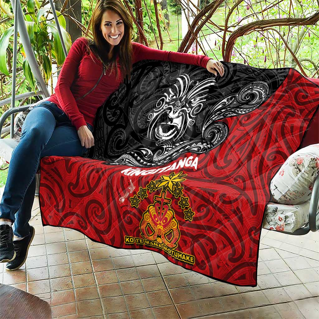 Maori King Movement Quilt Ko Te Mana Motuhake Emblem with Moko and Polynesian Art Tattoo LT03 - Polynesian Pride