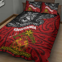 Maori King Movement Quilt Bed Set Ko Te Mana Motuhake Emblem with Moko and Polynesian Art Tattoo LT03 - Polynesian Pride