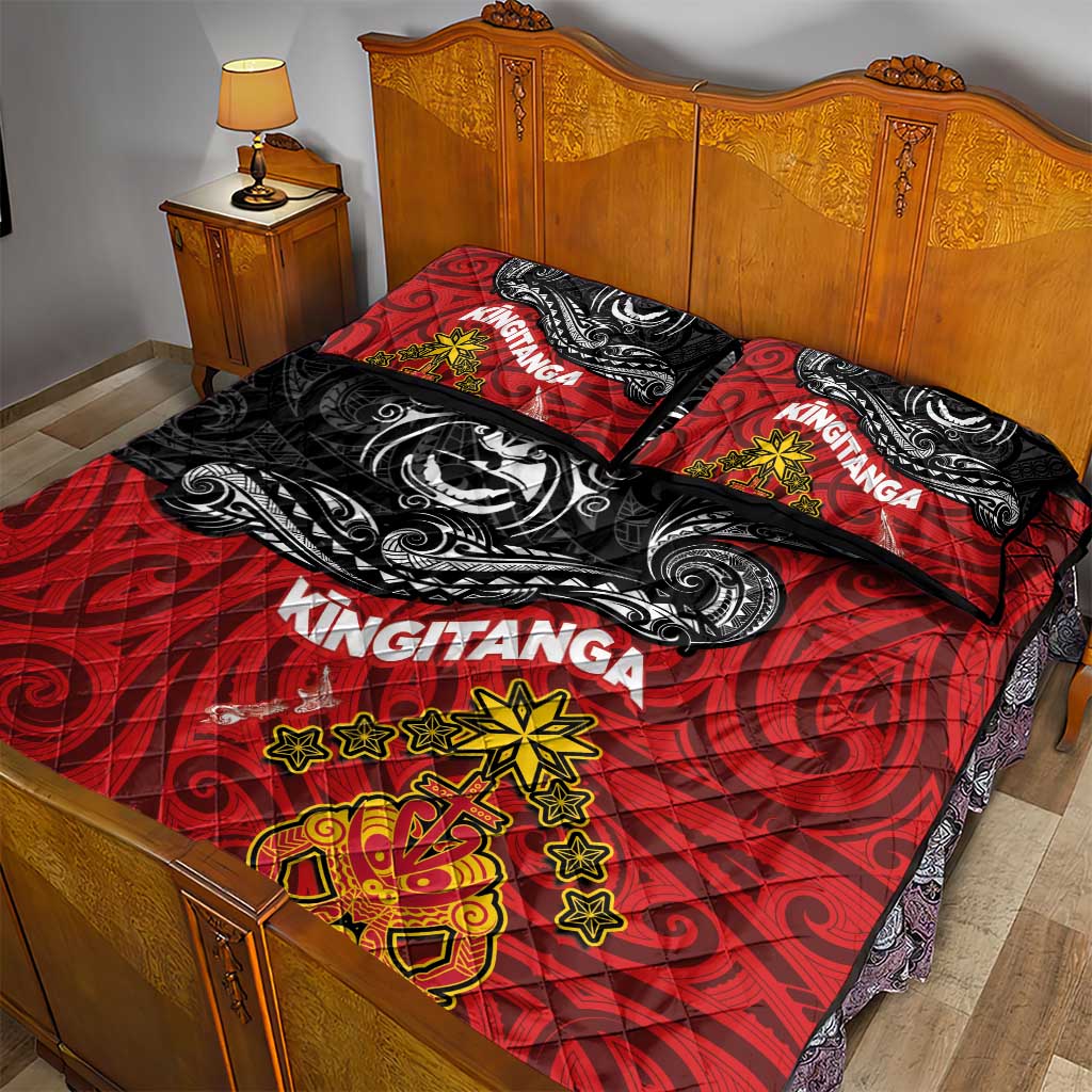 Maori King Movement Quilt Bed Set Ko Te Mana Motuhake Emblem with Moko and Polynesian Art Tattoo LT03 - Polynesian Pride