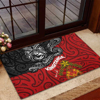 Maori King Movement Rubber Doormat Ko Te Mana Motuhake Emblem with Moko and Polynesian Art Tattoo LT03 - Polynesian Pride