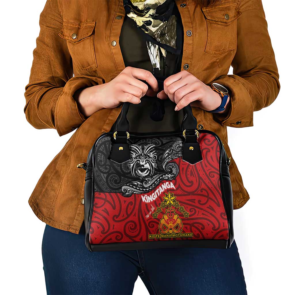 Maori King Movement Shoulder Handbag Ko Te Mana Motuhake Emblem with Moko and Polynesian Art Tattoo LT03 - Polynesian Pride