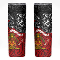 Maori King Movement Skinny Tumbler Ko Te Mana Motuhake Emblem with Moko and Polynesian Art Tattoo LT03 Red - Polynesian Pride