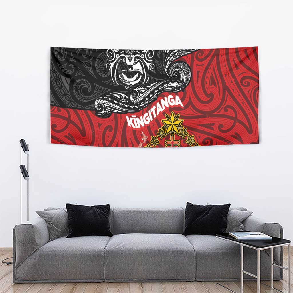 Maori King Movement Tapestry Ko Te Mana Motuhake Emblem with Moko and Polynesian Art Tattoo LT03 - Polynesian Pride