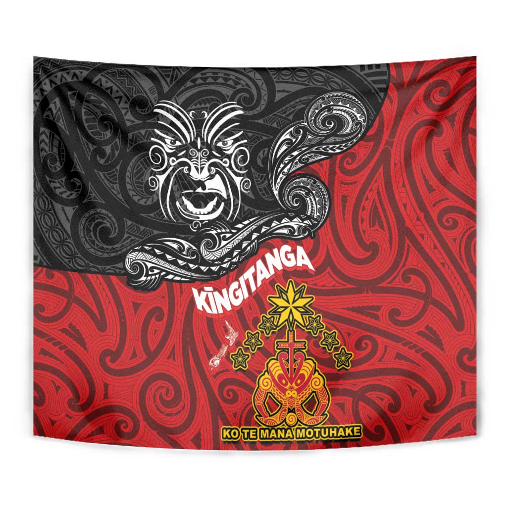 Maori King Movement Tapestry Ko Te Mana Motuhake Emblem with Moko and Polynesian Art Tattoo LT03 - Polynesian Pride