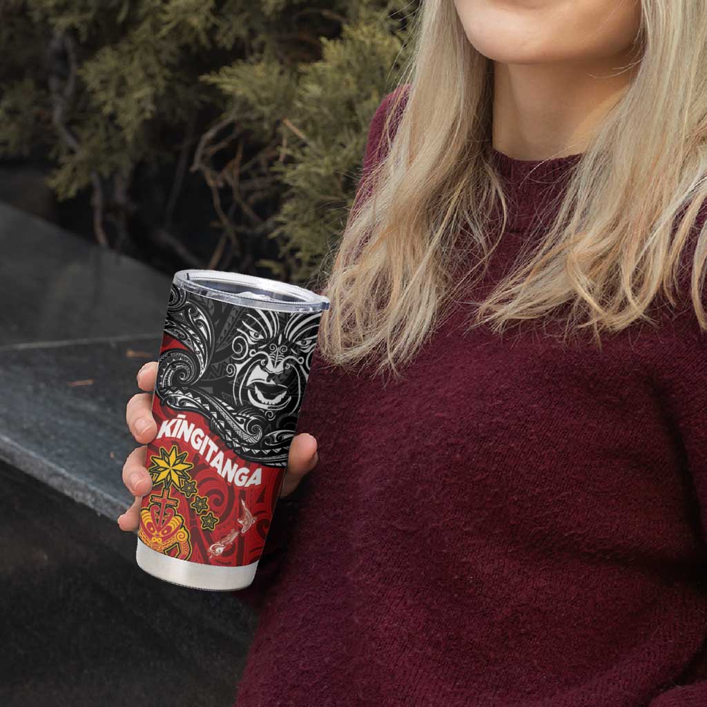 Maori King Movement Tumbler Cup Ko Te Mana Motuhake Emblem with Moko and Polynesian Art Tattoo LT03 - Polynesian Pride