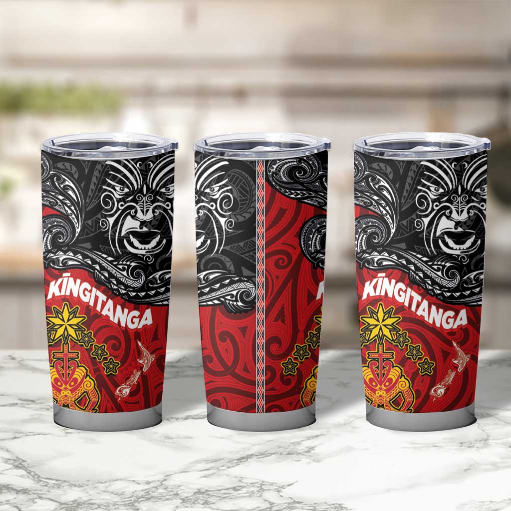 Maori King Movement Tumbler Cup Ko Te Mana Motuhake Emblem with Moko and Polynesian Art Tattoo LT03 - Polynesian Pride