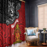 Maori King Movement Window Curtain Ko Te Mana Motuhake Emblem with Moko and Polynesian Art Tattoo LT03 - Polynesian Pride
