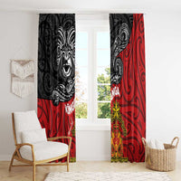 Maori King Movement Window Curtain Ko Te Mana Motuhake Emblem with Moko and Polynesian Art Tattoo LT03 - Polynesian Pride