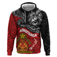 Maori King Movement Zip Hoodie Ko Te Mana Motuhake Emblem with Moko and Polynesian Art Tattoo LT03 Pullover Hoodie Red - Polynesian Pride
