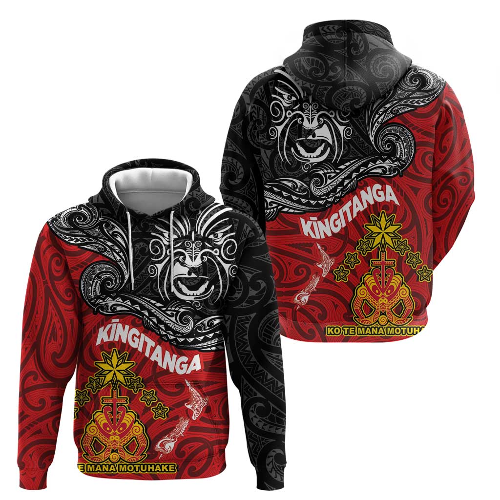 Maori King Movement Zip Hoodie Ko Te Mana Motuhake Emblem with Moko and Polynesian Art Tattoo LT03 - Polynesian Pride