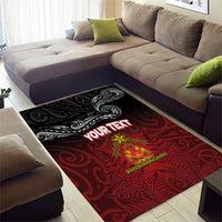 Personalised Maori King Movement Area Rug Ko Te Mana Motuhake Emblem with Silver Ferns and Polynesian Art Tattoo LT03 - Polynesian Pride