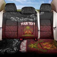 Personalised Maori King Movement Back Car Seat Cover Ko Te Mana Motuhake Emblem with Silver Ferns and Polynesian Art Tattoo LT03 One Size Red - Polynesian Pride