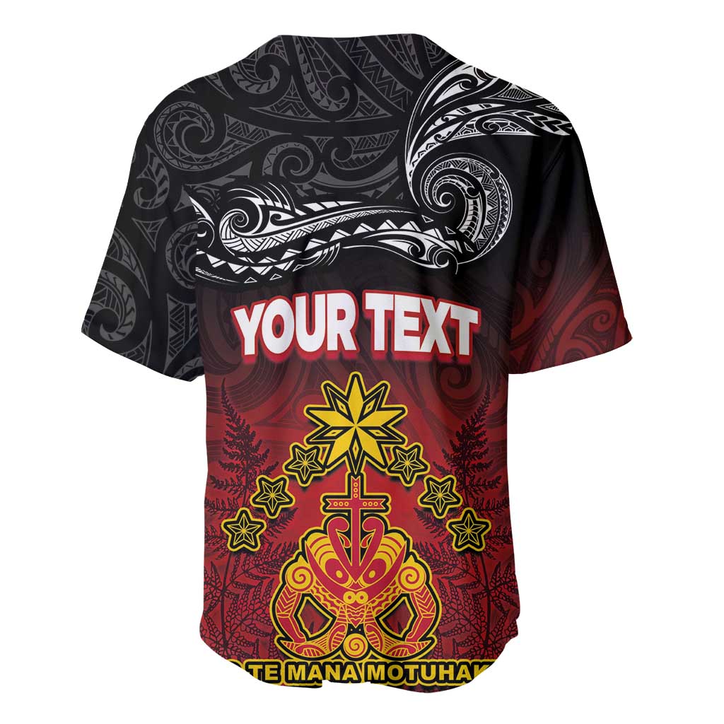 Personalised Maori King Movement Baseball Jersey Ko Te Mana Motuhake Emblem with Silver Ferns and Polynesian Art Tattoo LT03 - Polynesian Pride