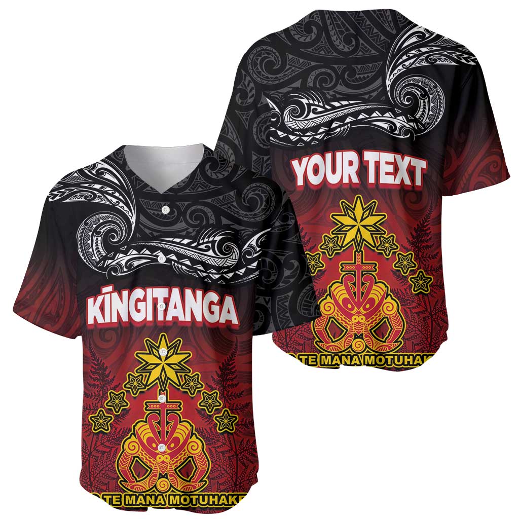 Personalised Maori King Movement Baseball Jersey Ko Te Mana Motuhake Emblem with Silver Ferns and Polynesian Art Tattoo LT03 - Polynesian Pride