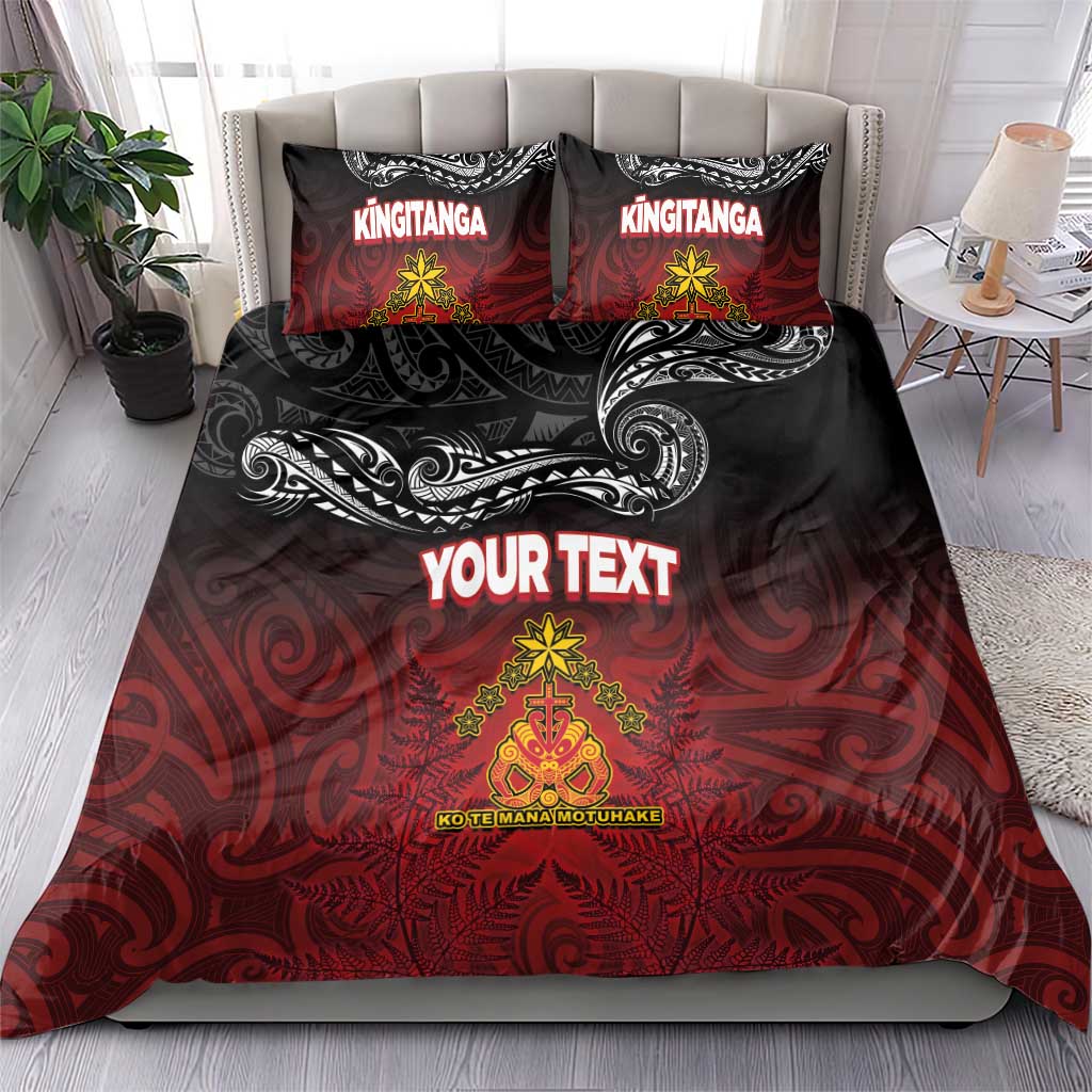Personalised Maori King Movement Bedding Set Ko Te Mana Motuhake Emblem with Silver Ferns and Polynesian Art Tattoo LT03 - Polynesian Pride