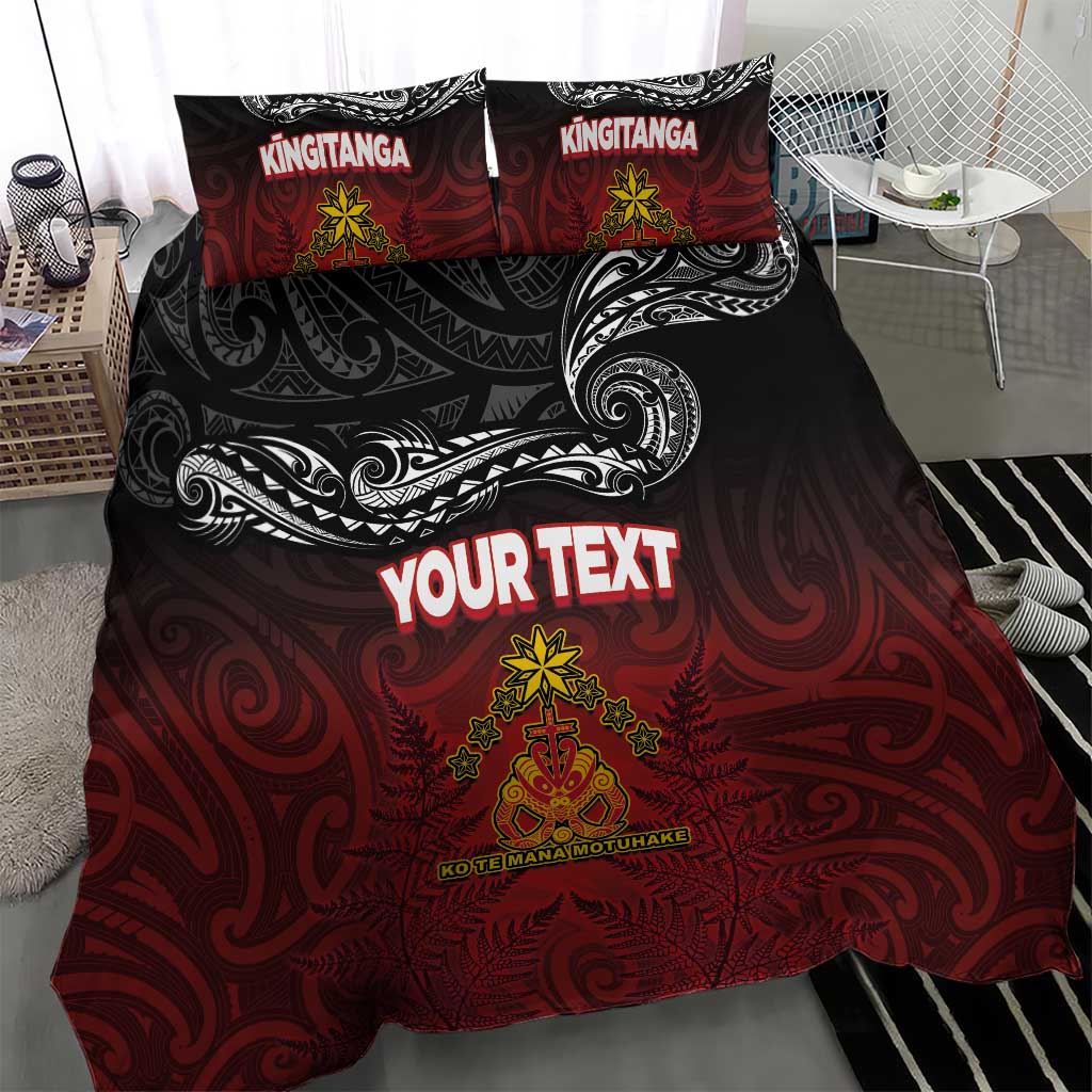 Personalised Maori King Movement Bedding Set Ko Te Mana Motuhake Emblem with Silver Ferns and Polynesian Art Tattoo LT03 - Polynesian Pride