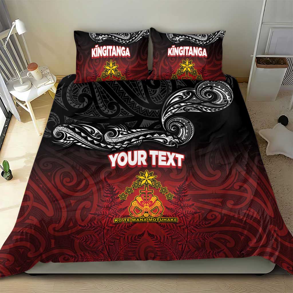 Personalised Maori King Movement Bedding Set Ko Te Mana Motuhake Emblem with Silver Ferns and Polynesian Art Tattoo LT03 - Polynesian Pride