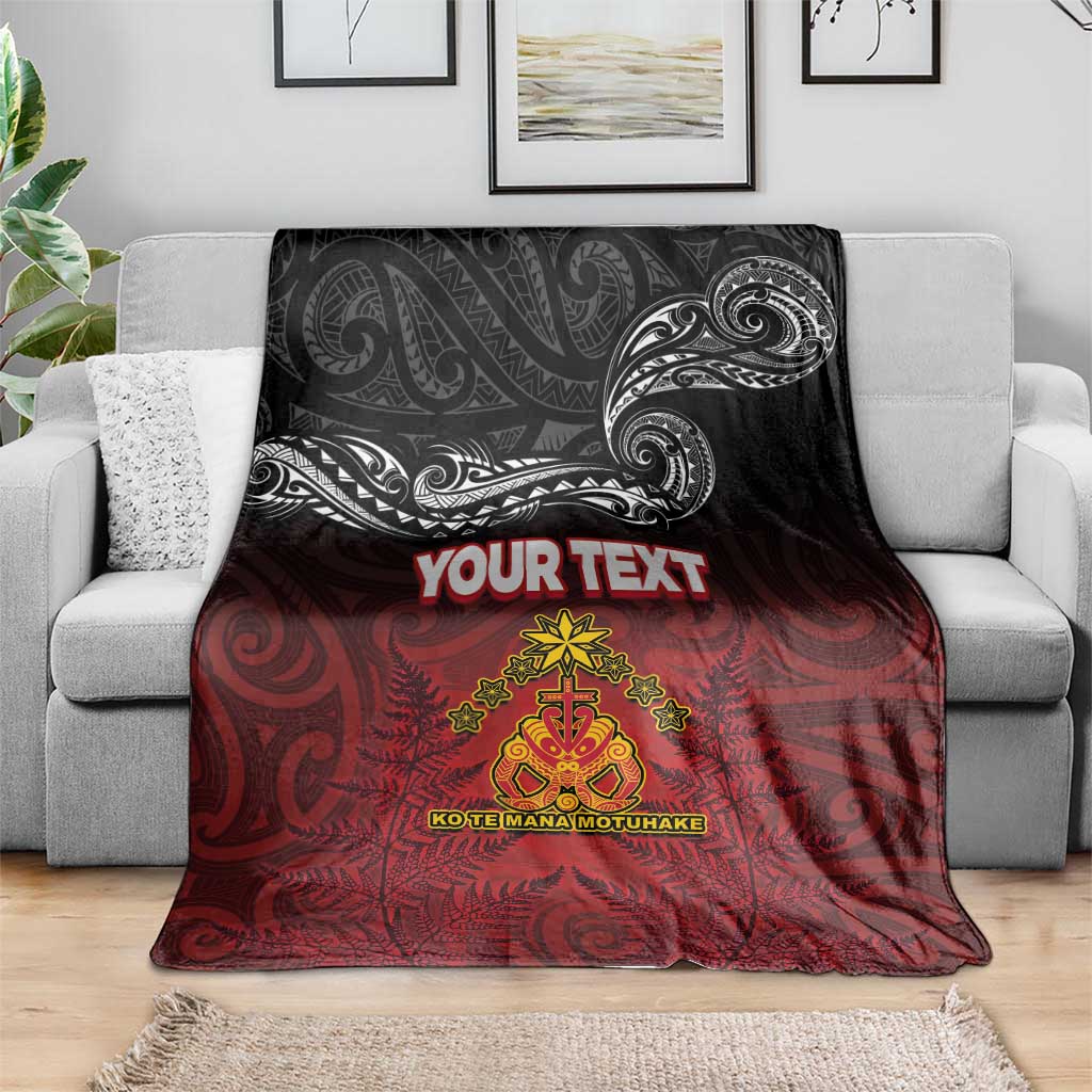 Personalised Maori King Movement Blanket Ko Te Mana Motuhake Emblem with Silver Ferns and Polynesian Art Tattoo LT03 - Polynesian Pride